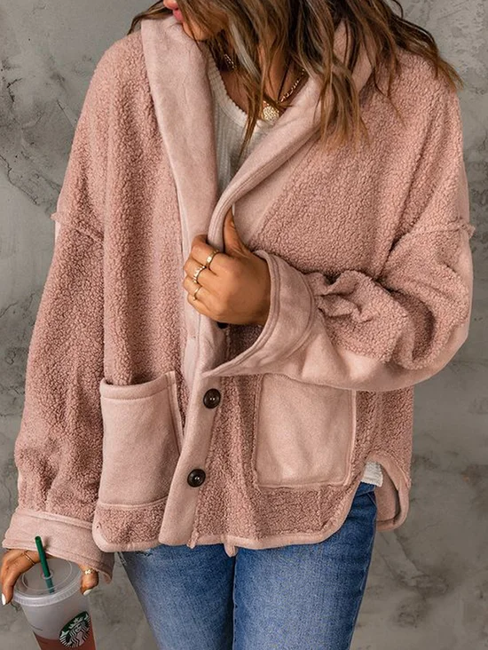 Lapel Collar Loose Linen Teddy Jacket