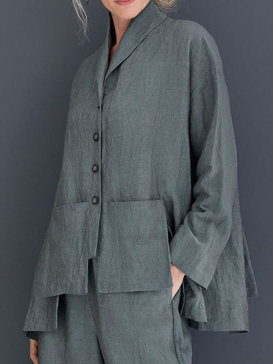 Linen Lapel Collar Blazer