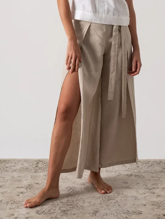 Linen Linen Plain Pants