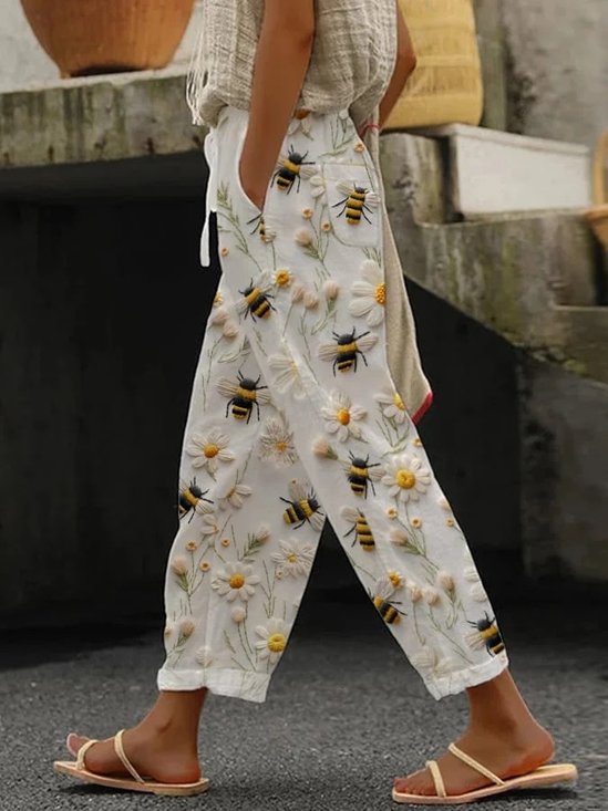 Animal Linen Casual Regular Fit Pants