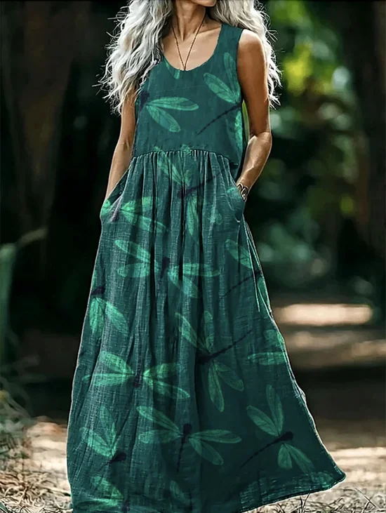 Casual Regular Fit Cotton Animal Dress With No Belt