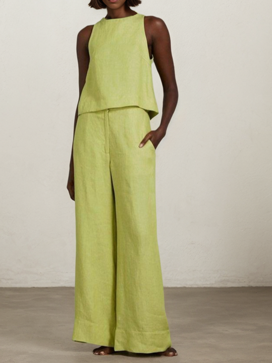 Linen Plain Two-Piece Set