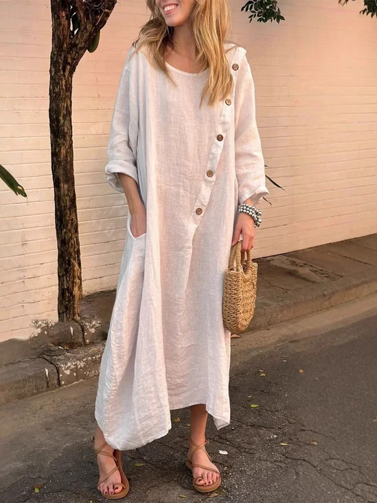 Casual Plain Crew Neck Maxi Dress