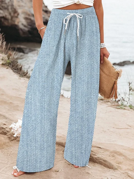Women's  H-Line Baggy Pants Daily Going Out Pants Blue Casual Printing Faux Denim Print Graphic Spring/Fall Pants