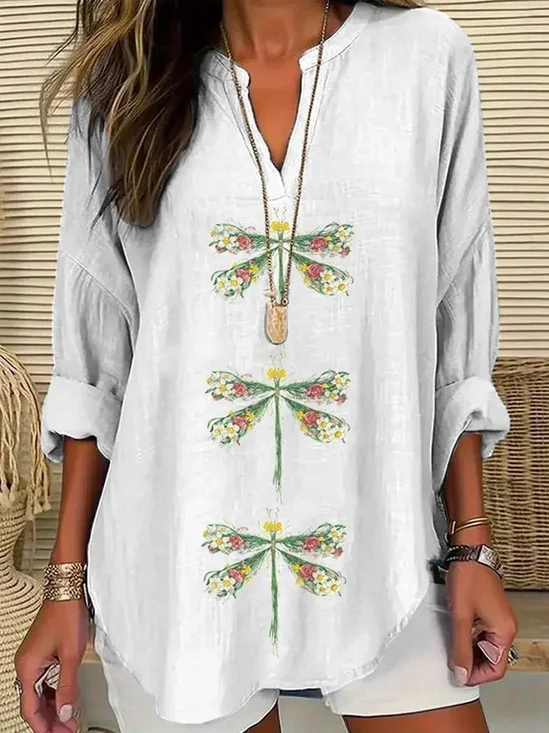 Women's Dragonfly Spring Print Casual Shirt
