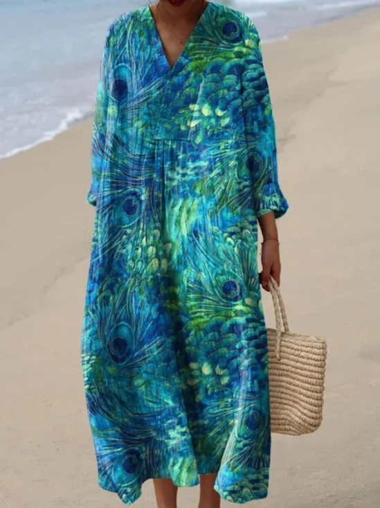 Casual V Neck Dress With No