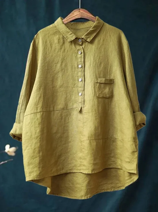 Women's Spring Printed Casual Half Collar Button Shirt