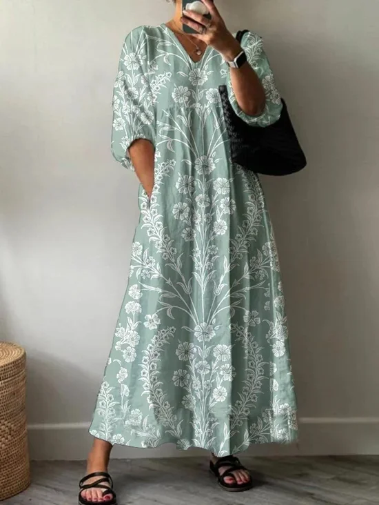 Women's Spring Floral Print Casual Dress