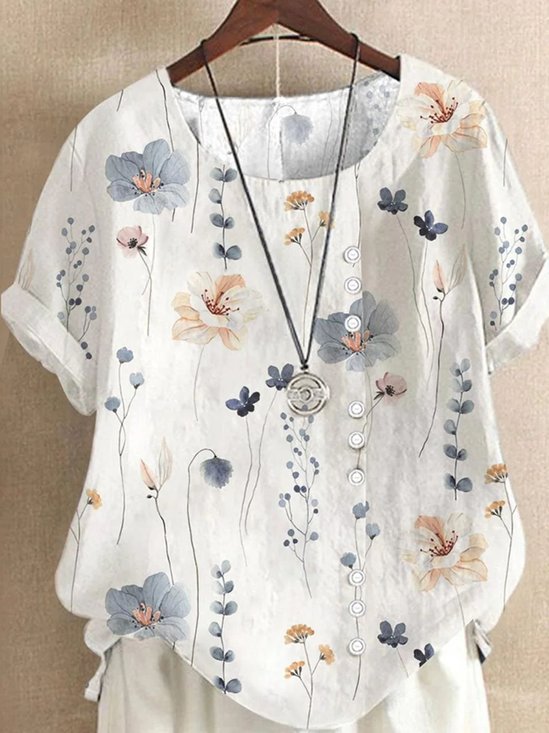 Cotton Elegant Floral Blouse