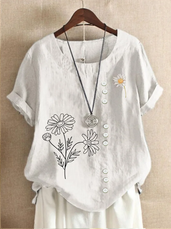 Casual Regular Fit Cotton Blouse