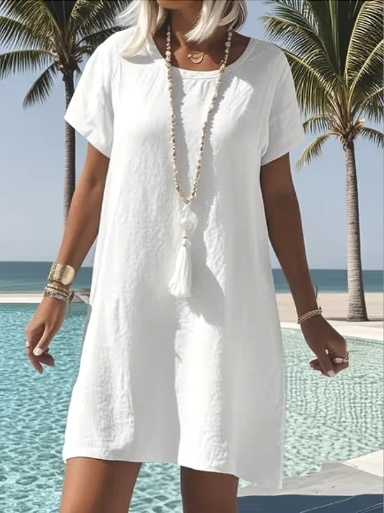 Crew Neck Casual Regular Fit Dress With No