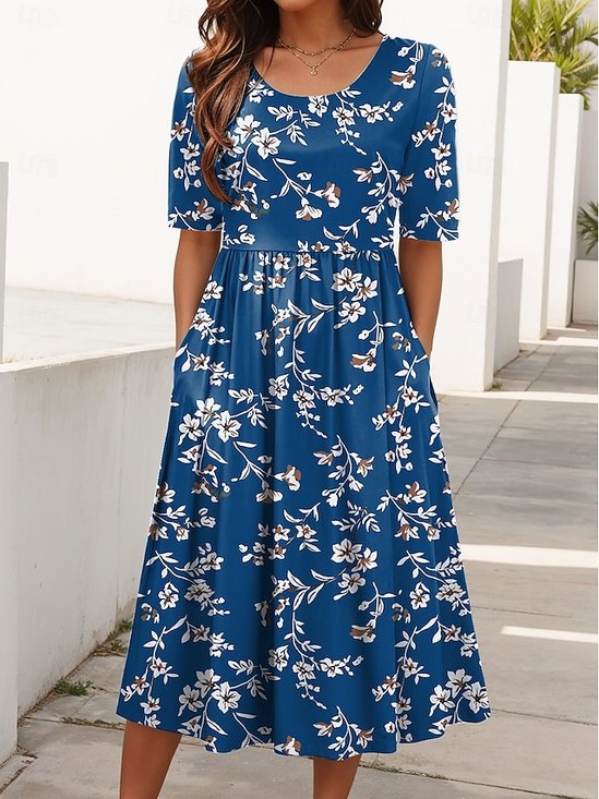 Floral Casual Dress With No