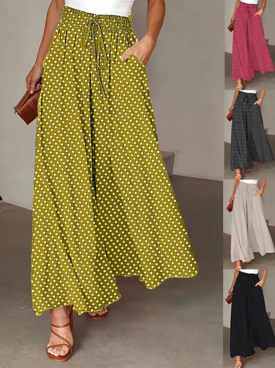 Women's  H-Line Wide Leg Pants Daily Going Out Pants Yellow Casual Pocket Stitching Plain Spring/Fall Pants