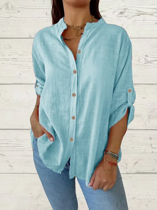 Women's Stand Collar Long Sleeve Shirt
