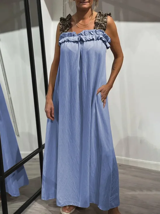 Vacation Plain Spaghetti Maxi Dress