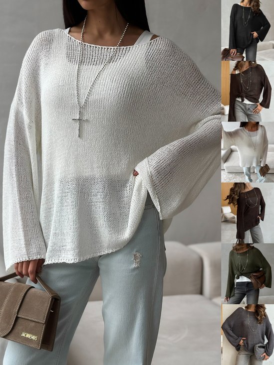Off The Shoulder Cotton Loose Boho Sweater