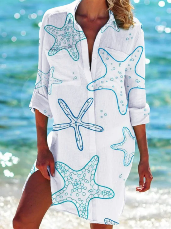 Casual Starfish Shirt Collar Shirt