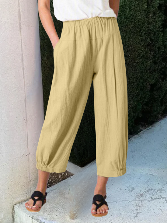 Women's  Elastic Waist H-Line Wide Leg Pants Daily Going Out Pants Khaki Casual Split Joint Plain Spring/Fall Pants