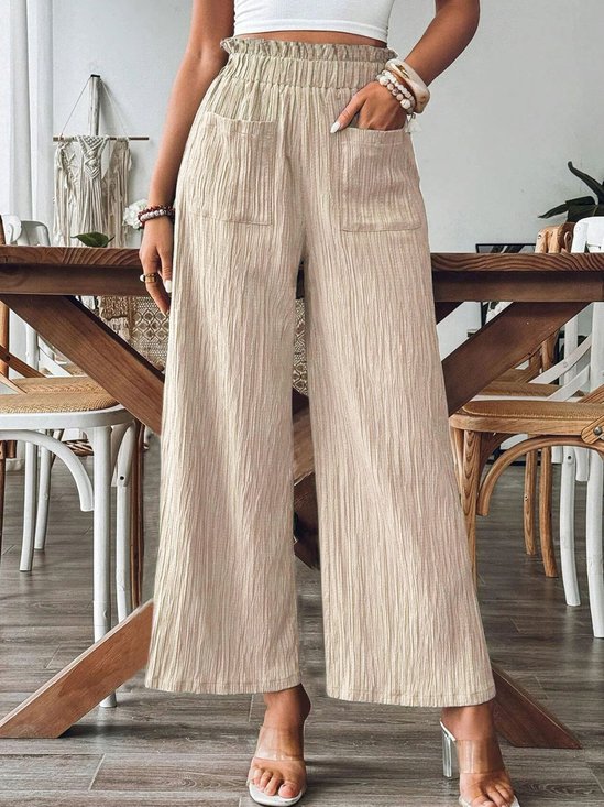 Plain Regular Fit Linen Casual Pants