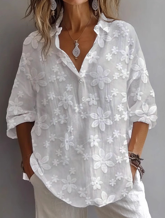 Women's Floral Print Casual Button-Down Shirt