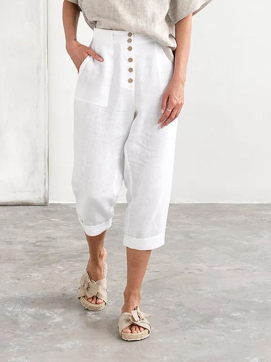 Regular Fit Cotton Plain Casual Pants