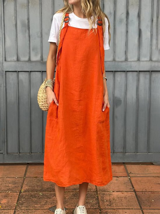Casual Plain Spaghetti Maxi Dress