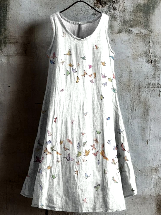 Cotton Casual Floral Dress With No