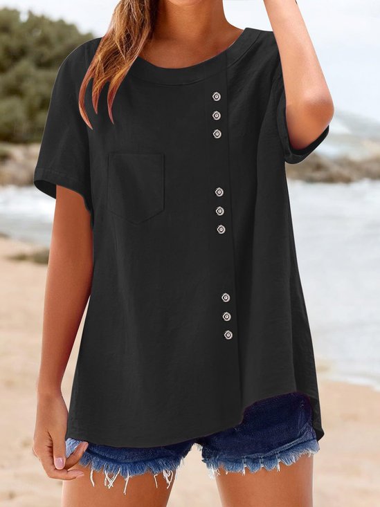 V Neck Casual Plain Shirt