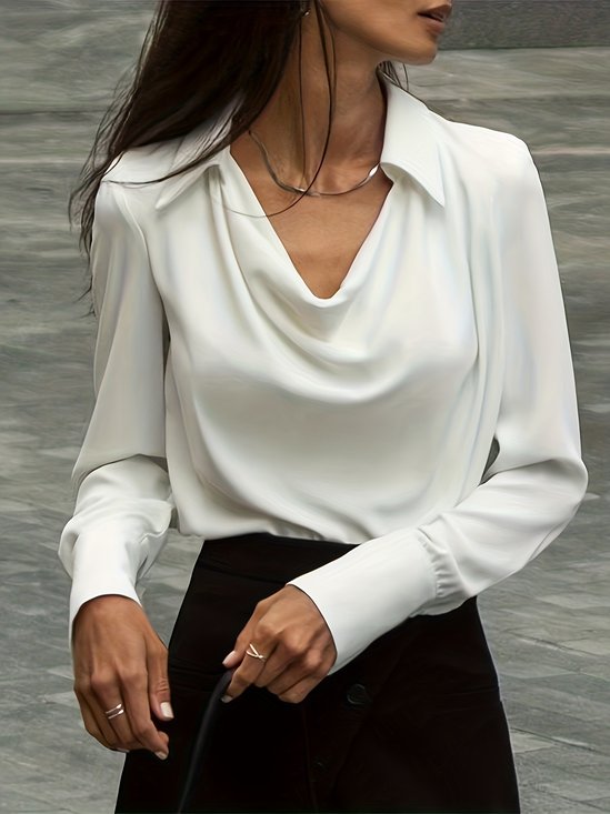 Semi Formal Cowl Neck Loose Plain Shirt