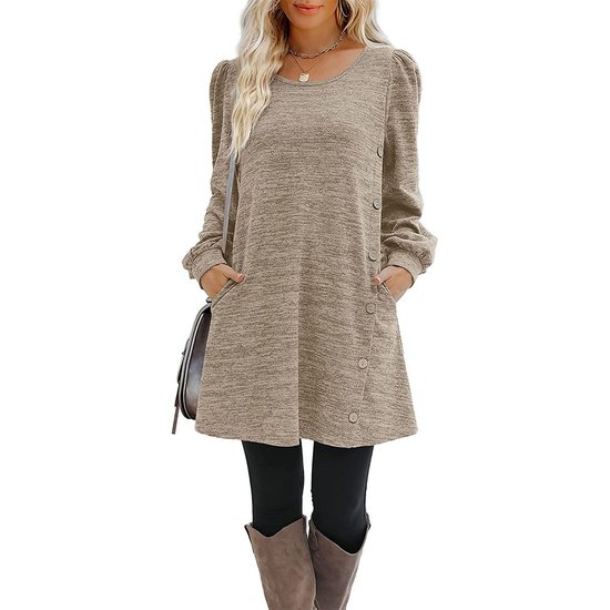 Women Plain Crew Neck Casual Long Sleeve T-shirt
