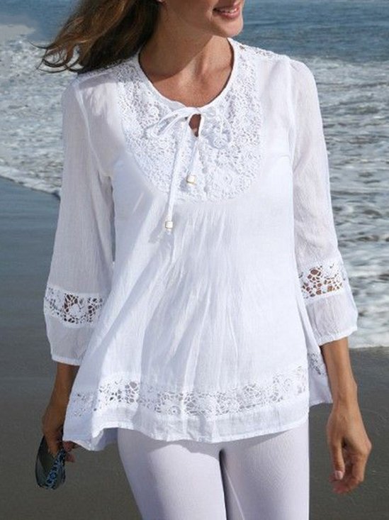 Women Floral Crew Neck Casual Long Sleeve T-shirt