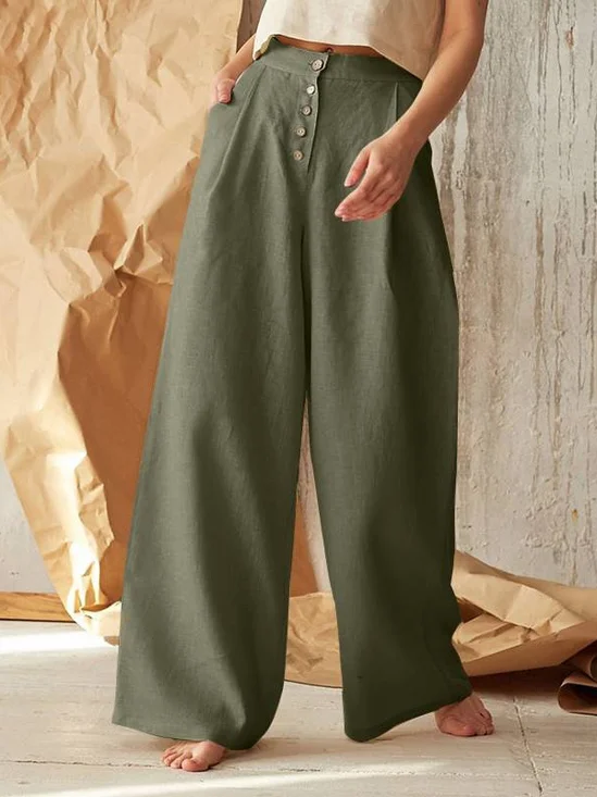Women's  Elastic Waist H-Line Wide Leg Pants Daily Going Out Pants Khaki Casual Split Joint Plain Spring/Fall Pants