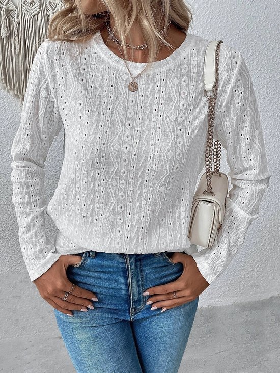Women Floral Crew Neck Casual Long Sleeve T-shirt