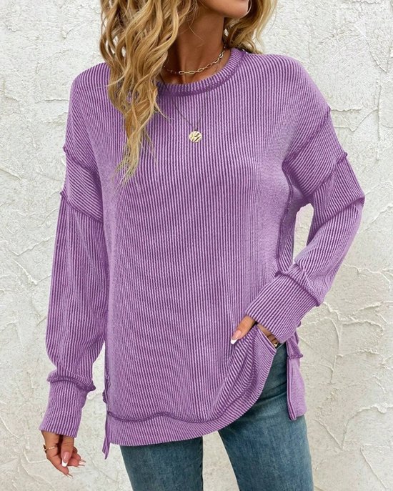 Plain Crew Neck Casual Sweatshirt