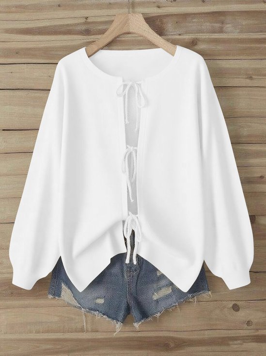 Women Plain Crew Neck Casual Long Sleeve T-shirt