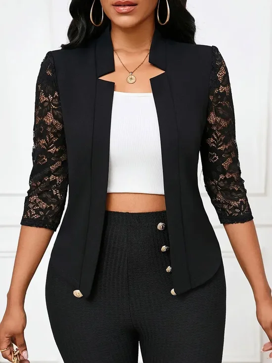 Plain Stand Collar Casual Jacket