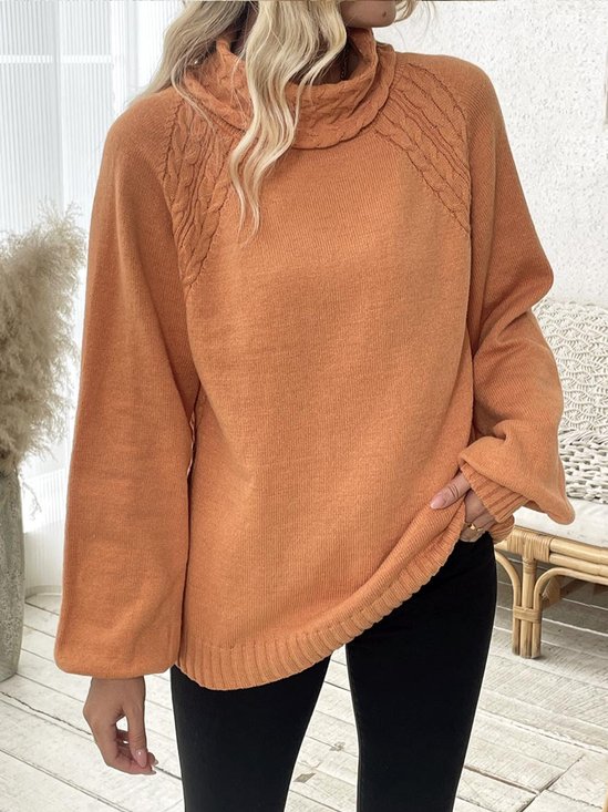Casual Plain Turtleneck Sweater
