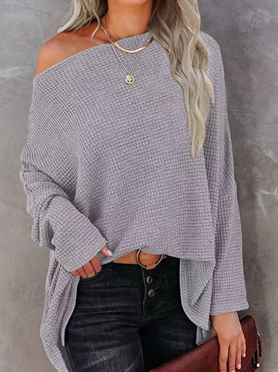 Casual Plain Cold Shoulder Blouse