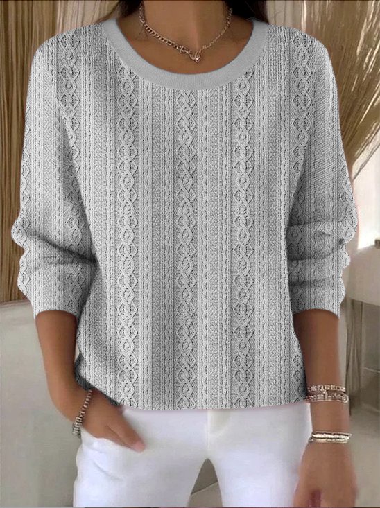 Cotton Vintage Crew Neck Geometric Sweater