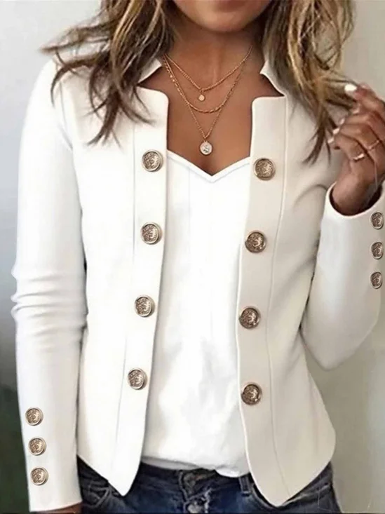 Urban Buttoned Plain Notched Blazer