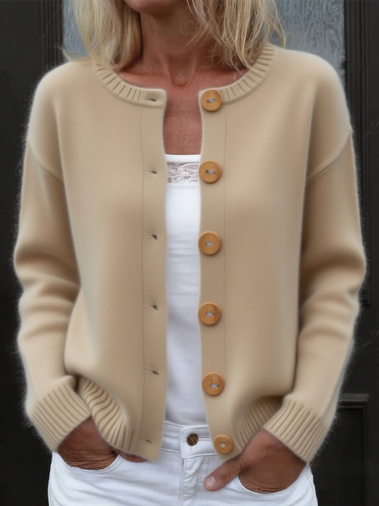 Casual Stand Collar Wool/Knitting Cardigan