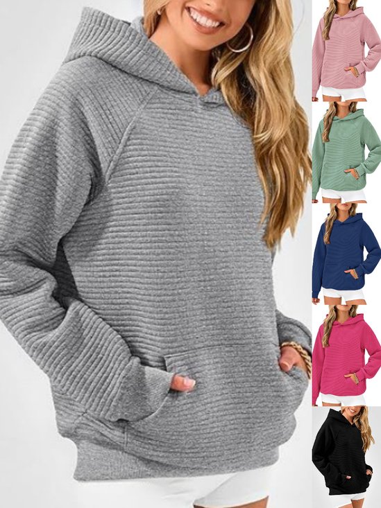 Hoodie Loose Simple Fashion Striped Hooded Loose Long-sleeved Sweatshirt