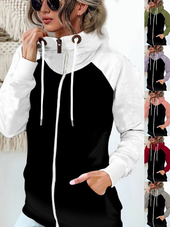 Casual Regular Fit Plain Thickened Fleece Loose Sweatshirt Jacket
