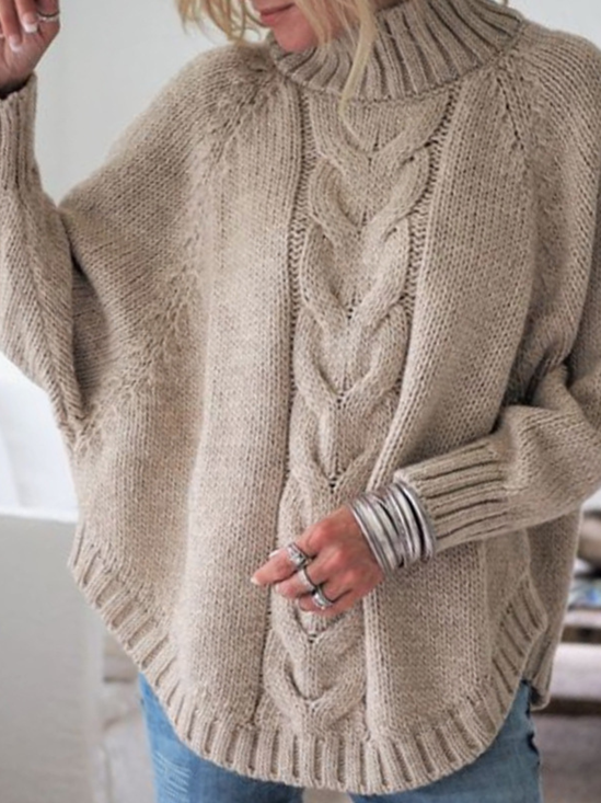 Split Joint Street Mock Neck Dolman Sleeve Sweater