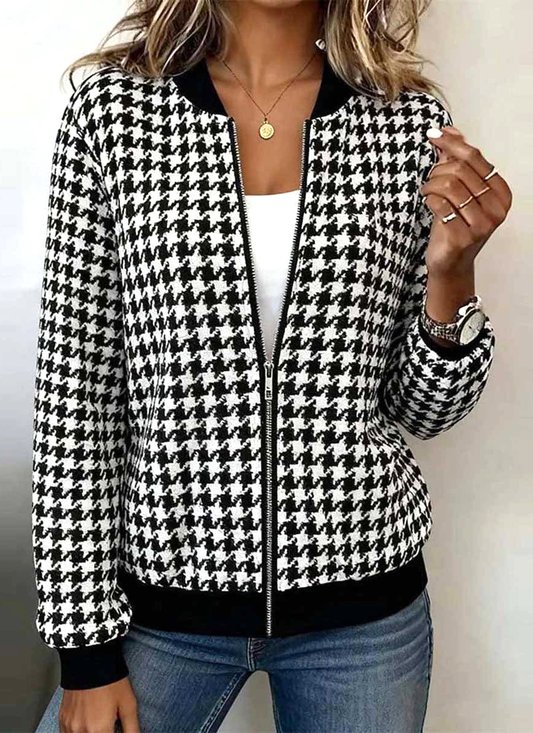 Casual Geometric Stand Collar Jacket