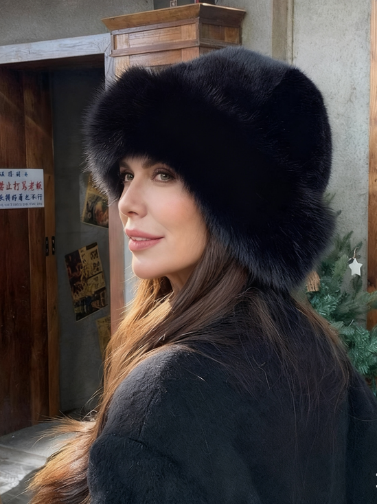 Plush Mongolian Hat For Women Thickened Autumn And Winter Windproof Cold-proof Warm Basin Hat Imitation Mink Fur Earmuffs Fisherman Hat