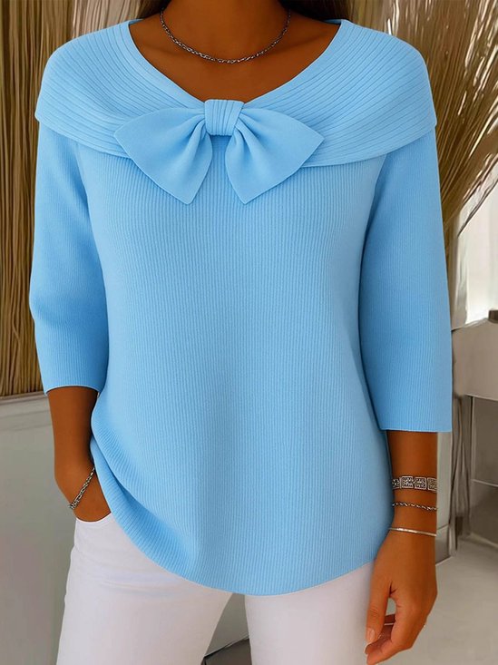Urban Plain Bow Crew Neck Sweater
