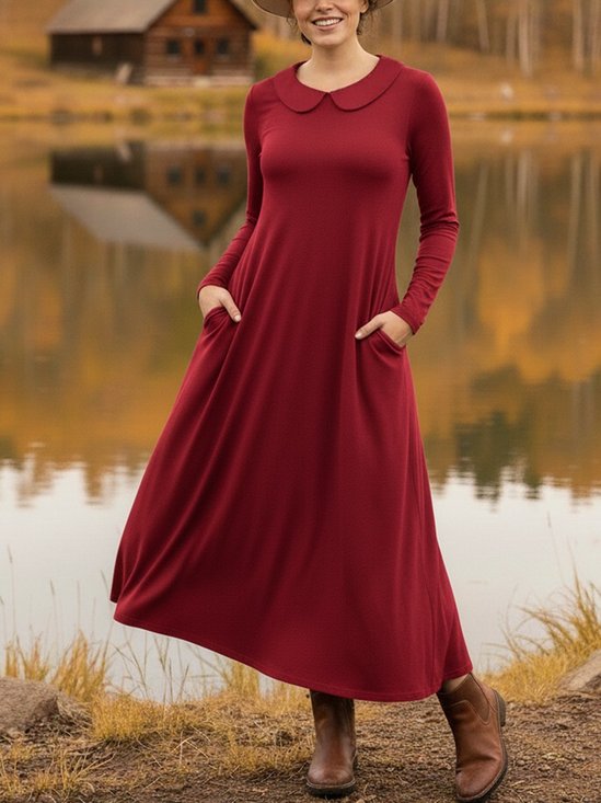Loose Casual Cotton-Blend Dress With No