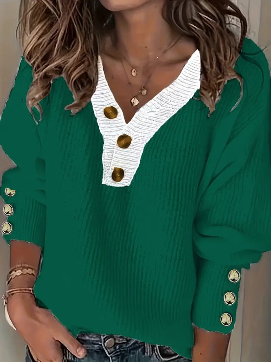 Lady Romance V Neck Loose Acrylic Sweater