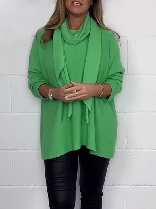 Women Plain Mock Neck Vintage Long Sleeve T-shirt